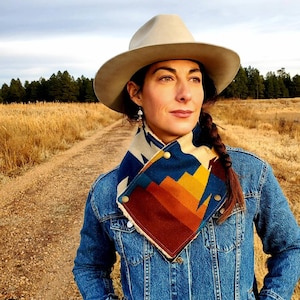 Women's Western Cowl Scarf,  Bandana Triangle Scarf, Equestrian Wool Bandana, Sherpa Fleece Neck Wrap, Adventure Scarf, Cowgirl Accessory