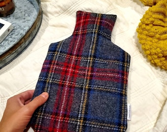 Hot Water Bottle Cover, Heat Pack, Winter Accessories, Grandpa Gifts, Get Well Soon Gifts, Pain Relief Gifts, Bed Warmer, Tartan Plaid