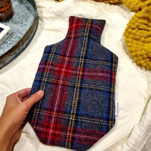 Wool Hot Water Bottle Cover, Tartan Plaid, Heat Pack, Grandpa Gifts, Pain Relief Gifts, Bed Warmer, Winter Accessories, Get Well Soon Gifts