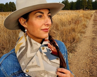 Women&#39;s Wool Cowl, Wild Rags, Buckaroo Cowl, Winter Accessories, Western Neck Cowl, Wife Gift, Cowboy Cowl, Equestrian Bandana, Cowgirl Gift
