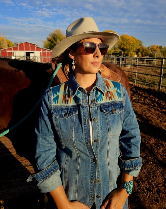 western dress with denim jacket Cowboy Chic Outfits: Western-Inspired Looks To Wear Now
