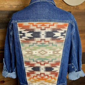 Denim Jacket with Wool Patchwork, Mesilla Pattern, Western Coat
