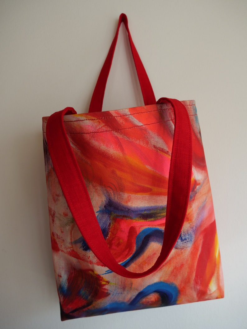 Unique Shopper - handpainted - Acrylic Paint on Cotton Canvas - Abstact Design - handmade selling Bag for Women