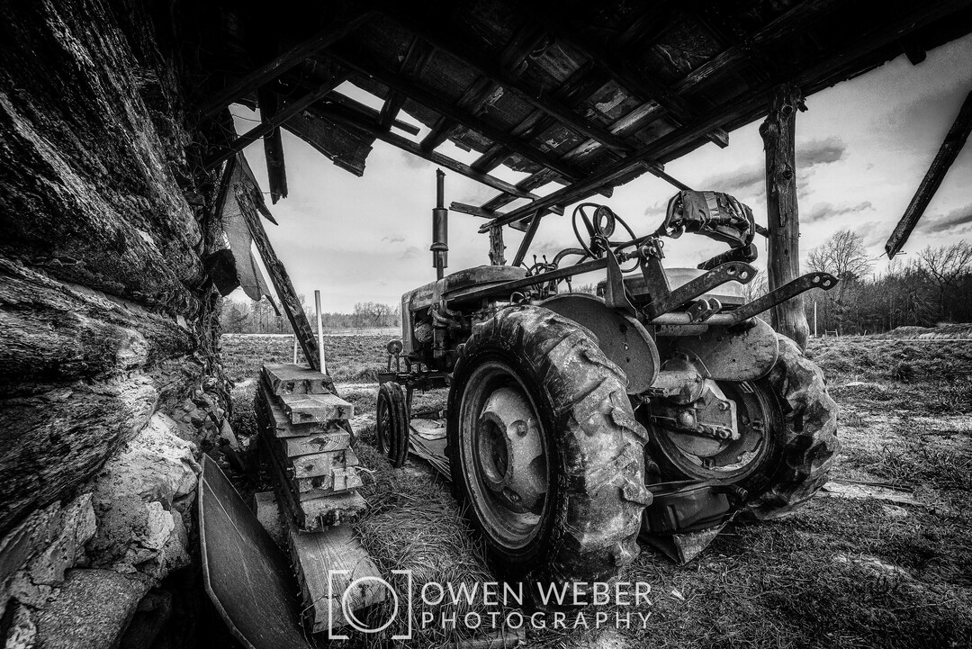 Black and White Farm Photography: Vintage Tractor Print - Etsy