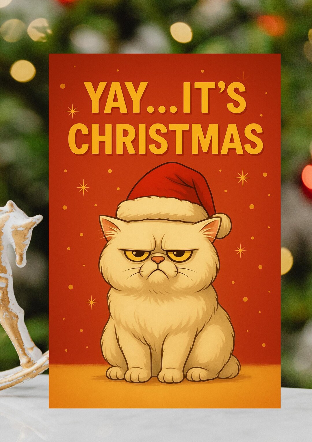 Funny Grumpy Cat Christmas Card – Festive Holiday Humor - Etsy