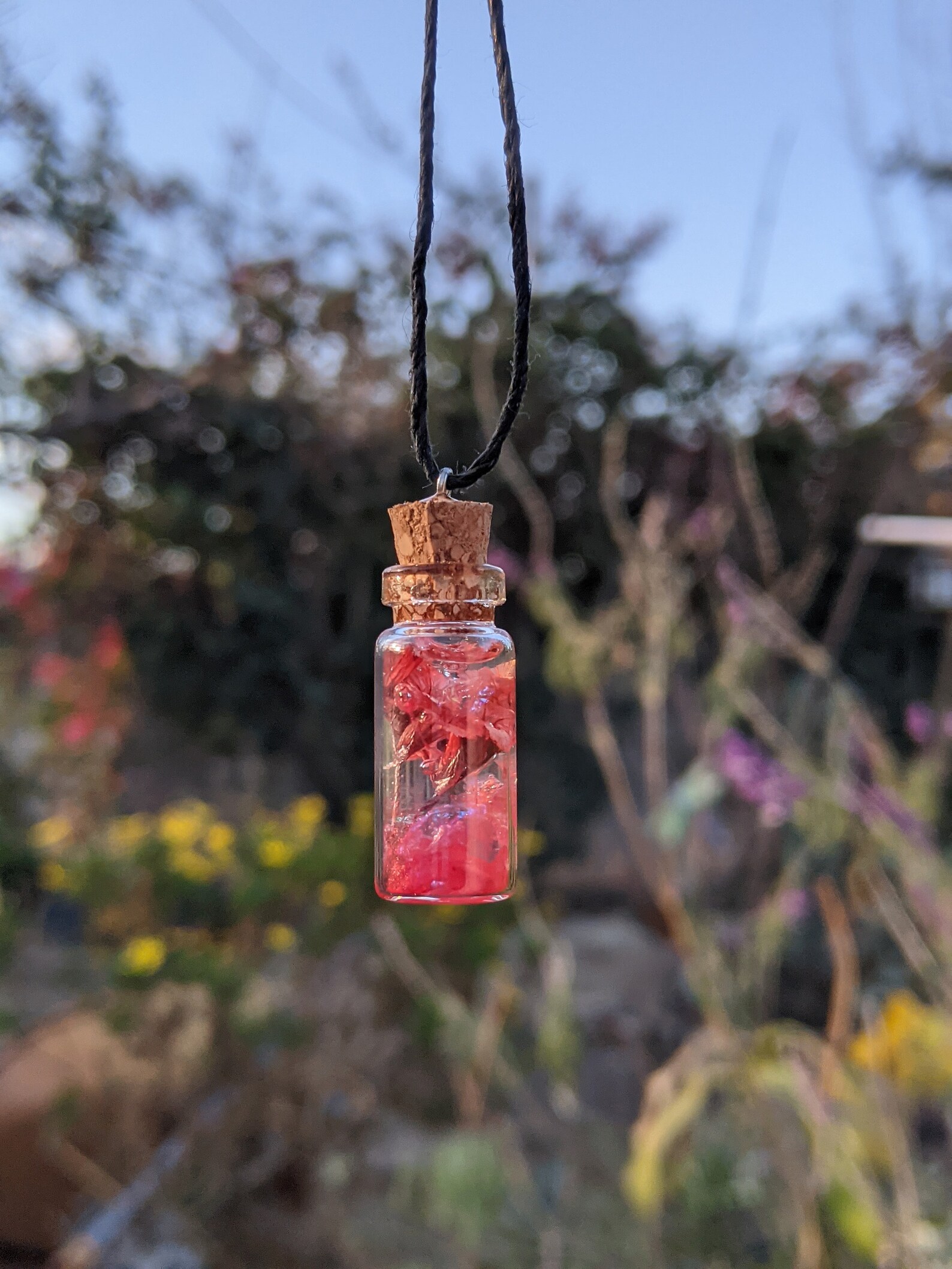 Love Potion Bottle Floral Resin Necklace Handmade UV Resin Etsy