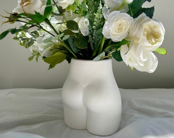 Weiße Booty Vase Bum Vase Körper Übertopf Deko Unikat Keramik freche handgemachte Pampas Trockenblumen Weihnachtsgeschenk für Sie *SCHNELLE LIEFERUNG*