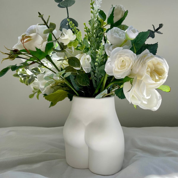 White Booty Vase Bum Vase Body Planter Decorativo Cerámica única Cheeky Pampas secas hechas a mano Flores secas Regalo de Navidad para ella *ENTREGA RÁPIDA*
