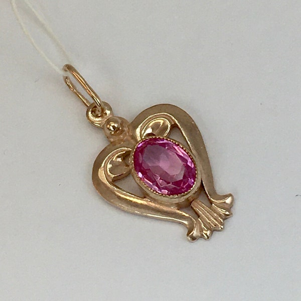 Vintage original gold plated sterling silver 925 pendant with original tag, gilt pendant, vintage silver, amethyst pendant, authentic retro