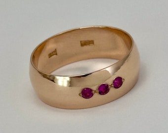 Vintage original rose gold 583 14k ring with ruby, ruby ring, 583 gold, wedding ring, wedding band, ruby anniversary gift, ukrainian gold