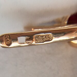 Vintage 14k 583 Rose Gold Ruby Earrings: Retro Kyiv Jewelry image 10