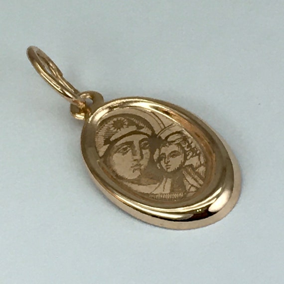 Small vintage original rose gold 14k pendant, ort… - image 1