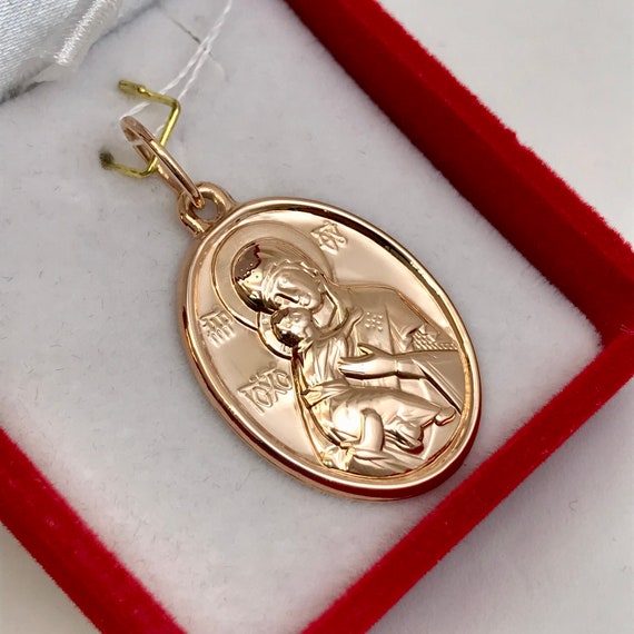 Vintage original rose gold 14k pendant, orthodox … - image 2