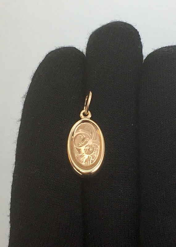 Small vintage original rose gold 14k pendant, ort… - image 7