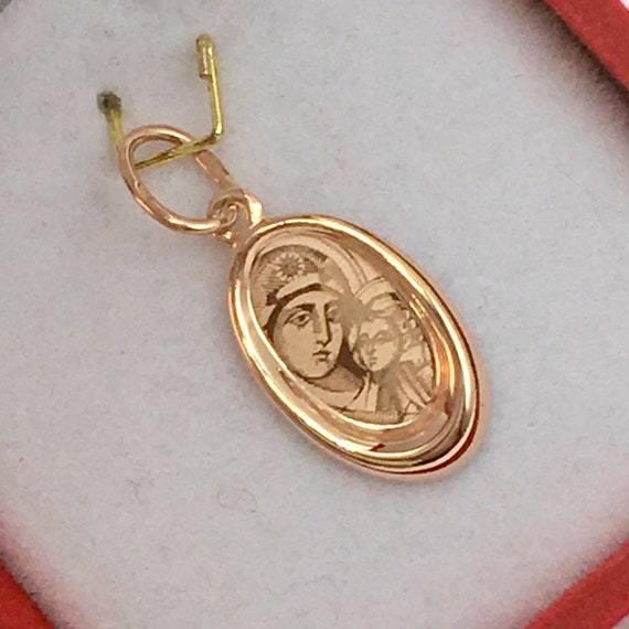 Small vintage original rose gold 14k pendant, ort… - image 2