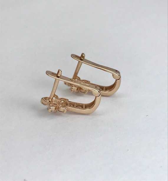 Small vintage original solid rose gold 14k kids e… - image 5