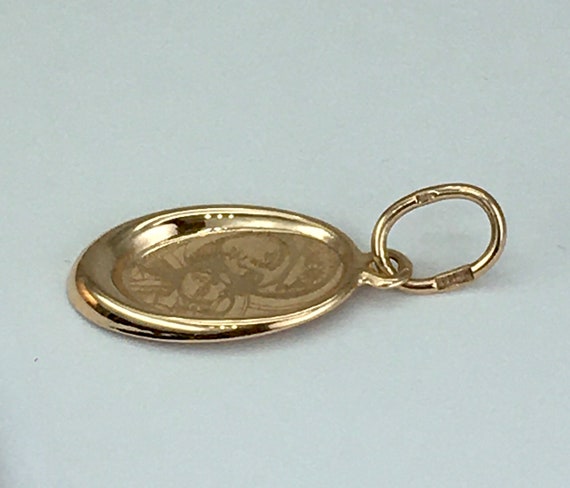 Small vintage original rose gold 14k pendant, ort… - image 4