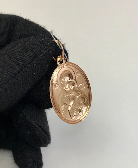 Vintage original rose gold 14k pendant, orthodox … - image 7