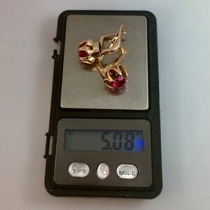 Vintage 14k 583 Rose Gold Ruby Earrings: Retro Kyiv Jewelry image 9