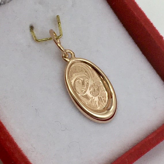 Small vintage original rose gold 14k pendant, ort… - image 3