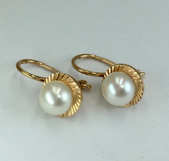 vepr002rp Russian rose Soviet gold plated vintage Amazing Pearl earrings Ag925 