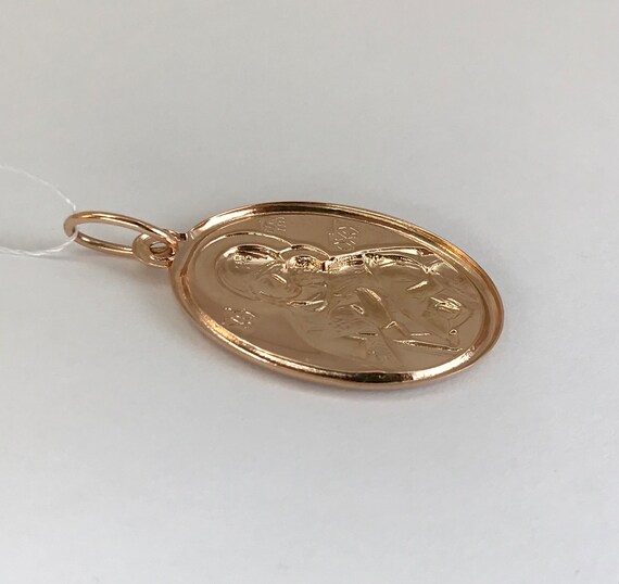 Vintage original rose gold 14k pendant, orthodox … - image 5