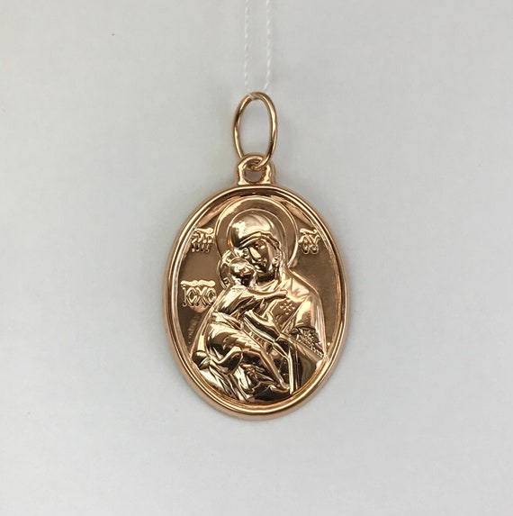 Vintage original rose gold 14k pendant, orthodox … - image 4