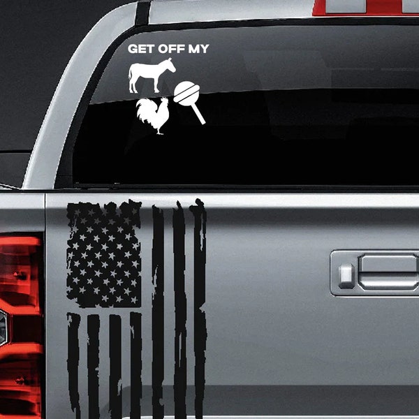 Get off my Ass vinyl car truck decal Funny Vinyl Decal tailgate donkey rooster fun truck  Window Wall Bumper Funny Rear Window Back