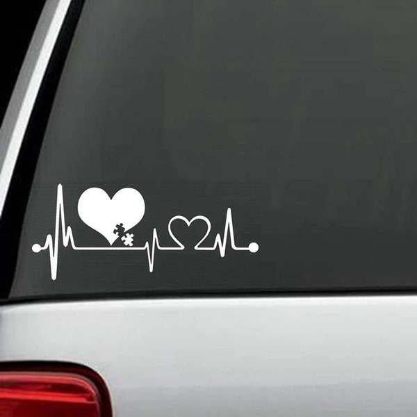 Heart beat line Autism Awareness Sticker Decal for cars, trucks, and van windshields Windows Gift for her