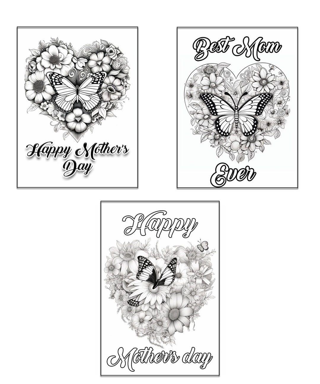 Mother's Day Coloring Cards Templates, Coloring Cards, Mom Printable ...