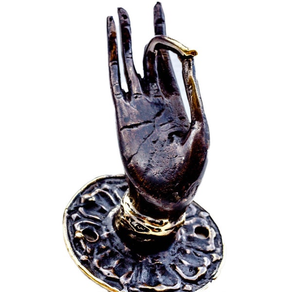 Garderobenhaken Mudra aus Messing, Kleiderhaken Buddha Hand