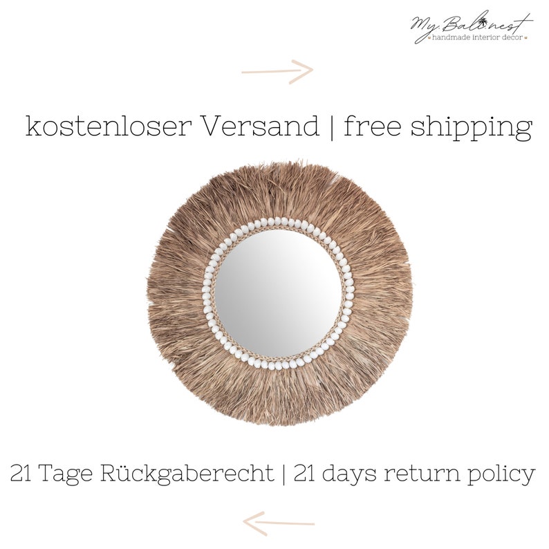 Exklusiver Boho Wandspiegel – stilvolle Muschel Deko für tropische Räume.