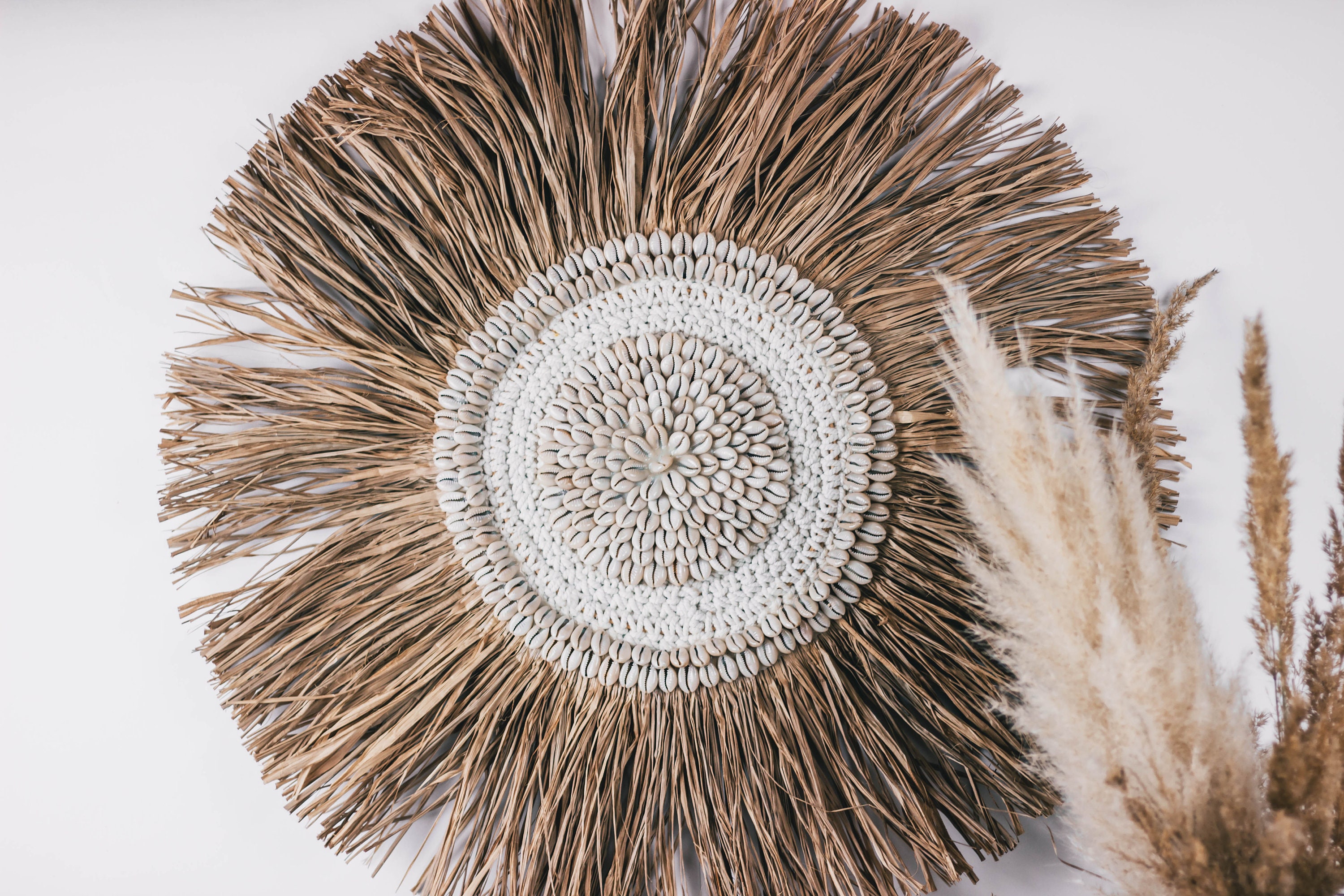 Tribal Wall Hanging Round With Shells From Bali Tribal Wall Etsy