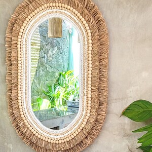 Ovale Wanddekoration Boho mit Makramee Rahmen