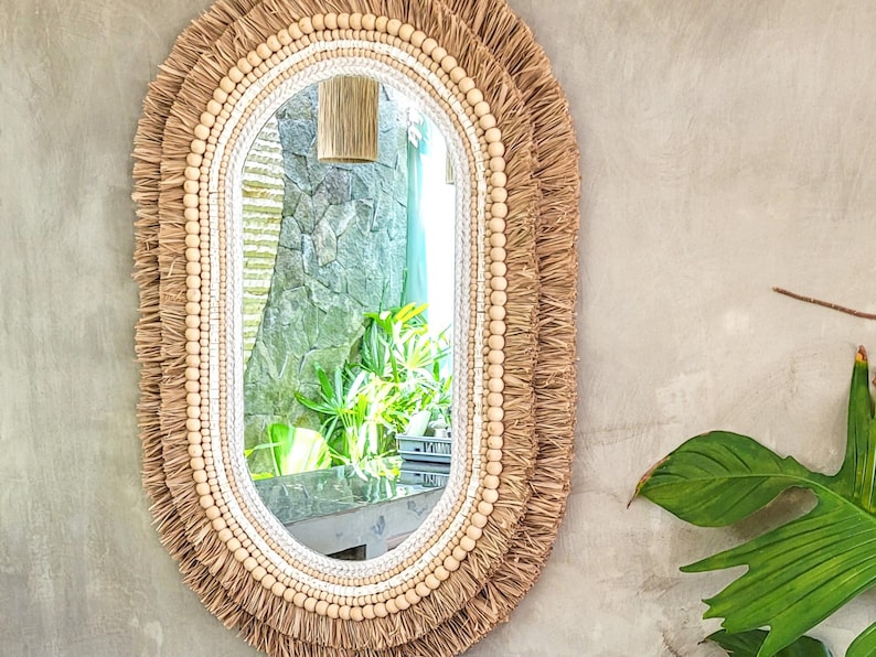 Ovale Wanddekoration Boho mit Makramee Rahmen