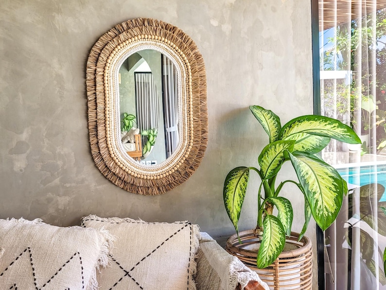 Bali Boho Wandspiegel mit eleganter Naturoptik. Tulum Mirror Spiegel Style