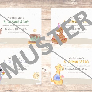 Einladung Einladungskarte Karte Kind Geburtstag Kindergeburtstag personalisiert zum ausdrucken digital physisch Geburtstagseinladungen
