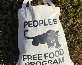 Peoples Free Food Program Canvas Tote Bag | 15% of every order donated to fighting racial inequality | Black Panther | Black Panther Party