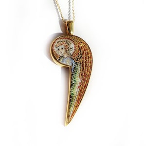 Angel micro mosaic pendant in solid 14K GOLD