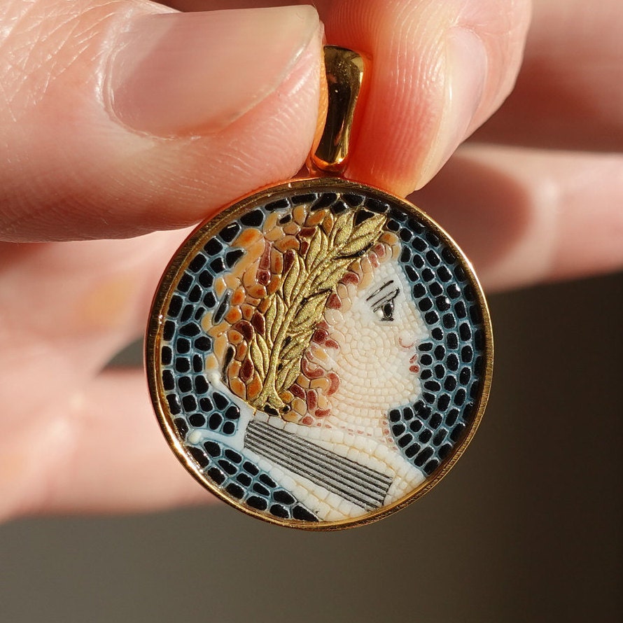 Apollo Greek God of the Sun and Light Micro Mosaic Pendant in - Etsy