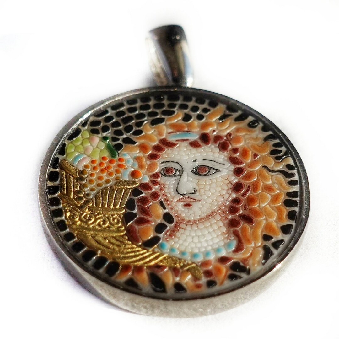 GAIA GAEA Mother Earth Micro Mosaic Pendant in Solid Silver