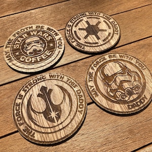 Stawars themed coasters (set of 4) for Father’s Day, Dad’s, New Home, for him, Valentine’s Day or birthday gift,