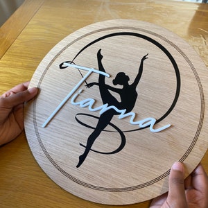 Gymnastics door sign personalised, Wood Wall Art, Acrobatics Wall Decor Acrobat Wall Sign, Gift for Gymnast, Sports Art, Daughter Gifts
