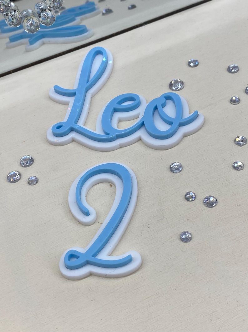 Personalized Acrylic Cake Topper: Double Layered Name Charm image 9