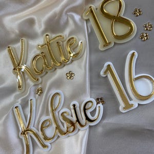 Personalized Acrylic Cake Topper: Double Layered Name Charm image 11