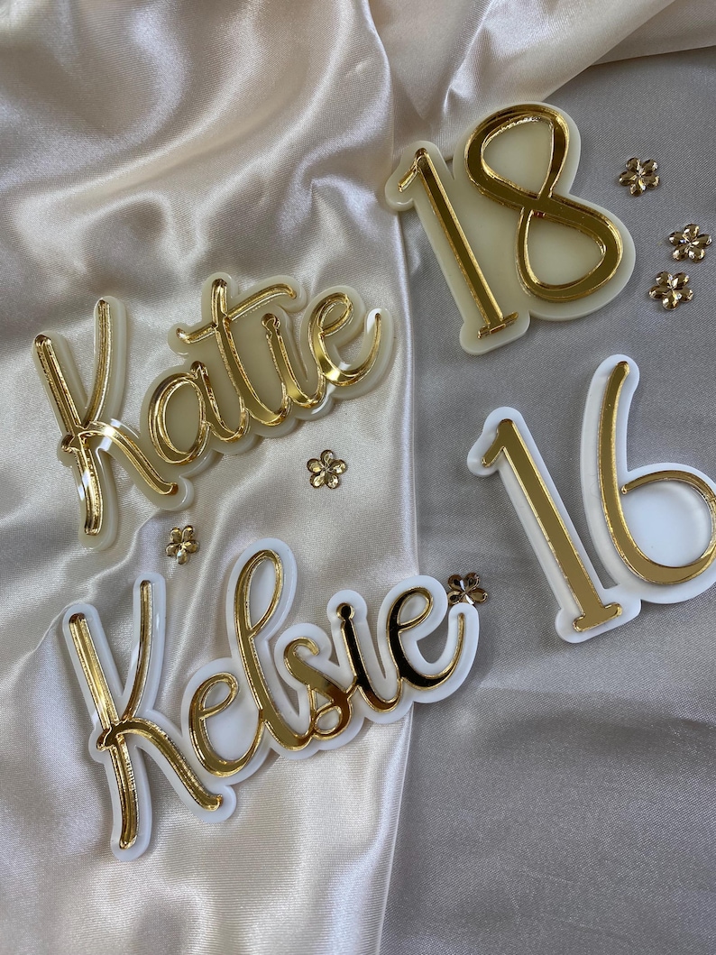 Personalized Acrylic Cake Topper: Double Layered Name Charm image 11