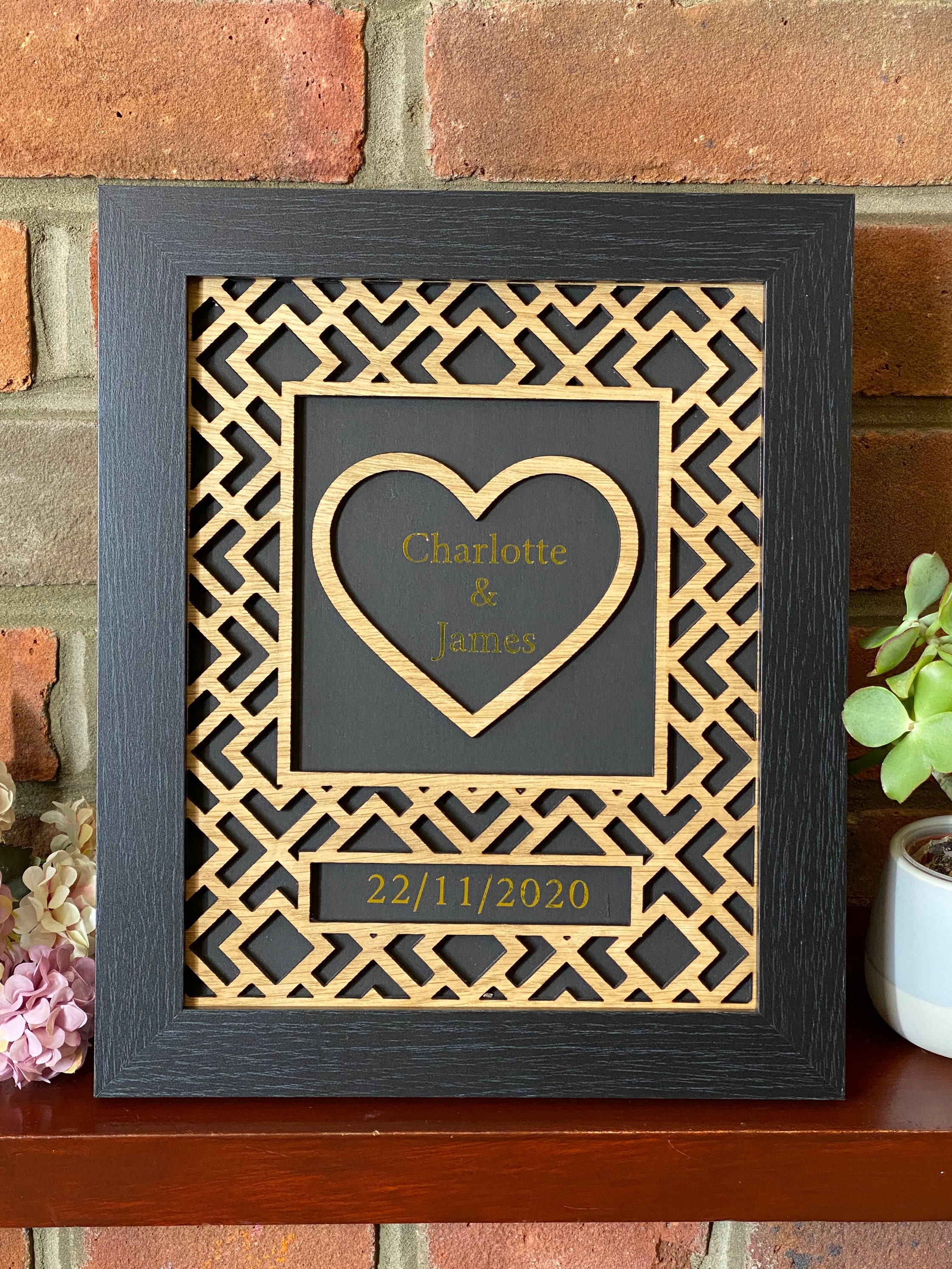 Art Deco Wooden Inlay Frame Boxes With Heart SVG PDF DFX Etsy