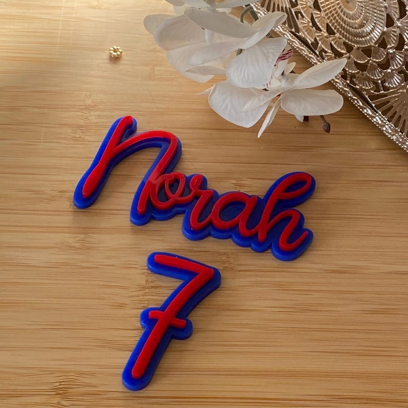 Personalized Acrylic Cake Topper: Double Layered Name Charm image 3