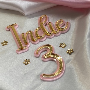 Personalized Acrylic Cake Topper: Double Layered Name Charm image 1