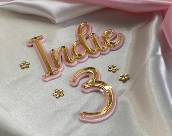 Personalized Acrylic Cake Topper: Double Layered Name Charm
